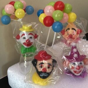 WILTON Clown & Balloon Cake Toppers- Vintage 1978 (Set of 7 Decorations)